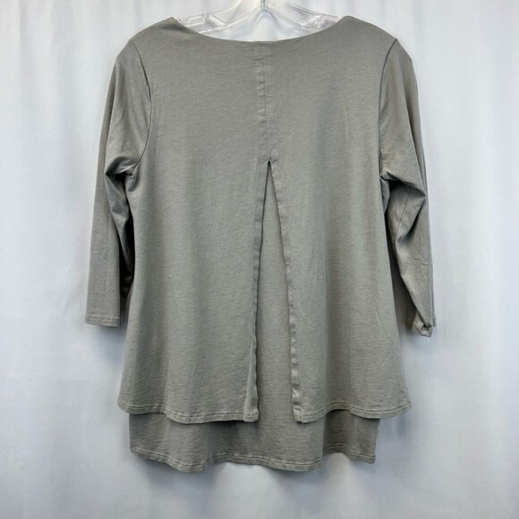 Pure J Jill Womens Elliptical Layered Blouse Top Gray Scoop Neck Petites PS - Picture 5 of 11